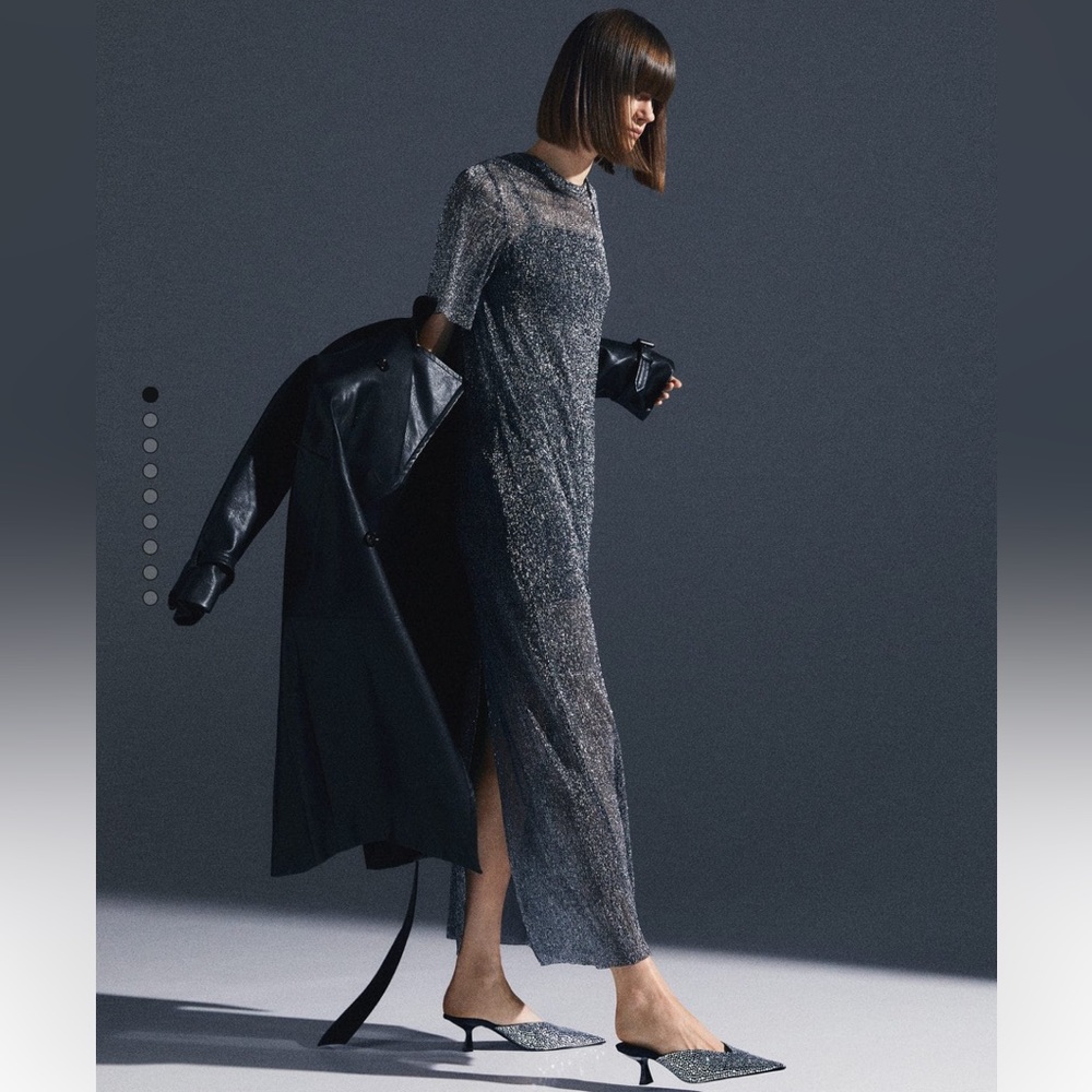 Mango Black and Silver Maxi Dress